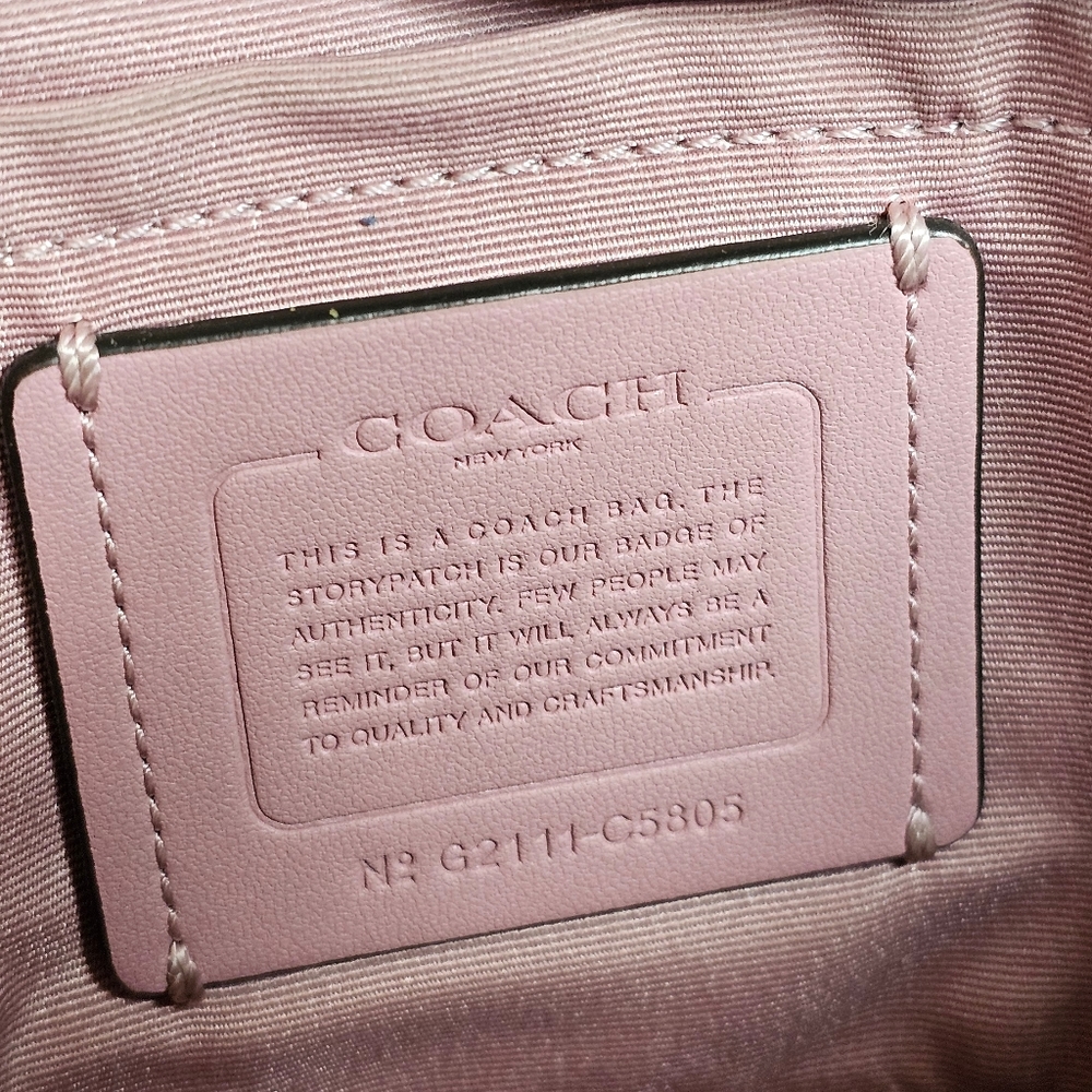Coach Jes Crossbody Camera Shoulder Bag Double-Zip Pink Metallic Pebbled Leather - Picture 12 of 16